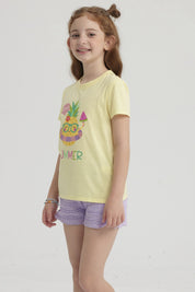 Polera Niña Básica Estampada Amarillo