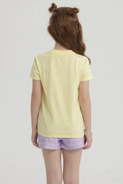 Polera Niña Básica Estampada Amarillo