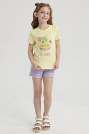 Polera Niña Básica Estampada Amarillo