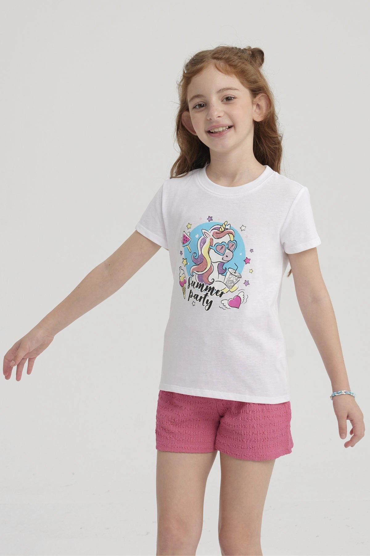 Polera Niña Básica Estampada Blanco