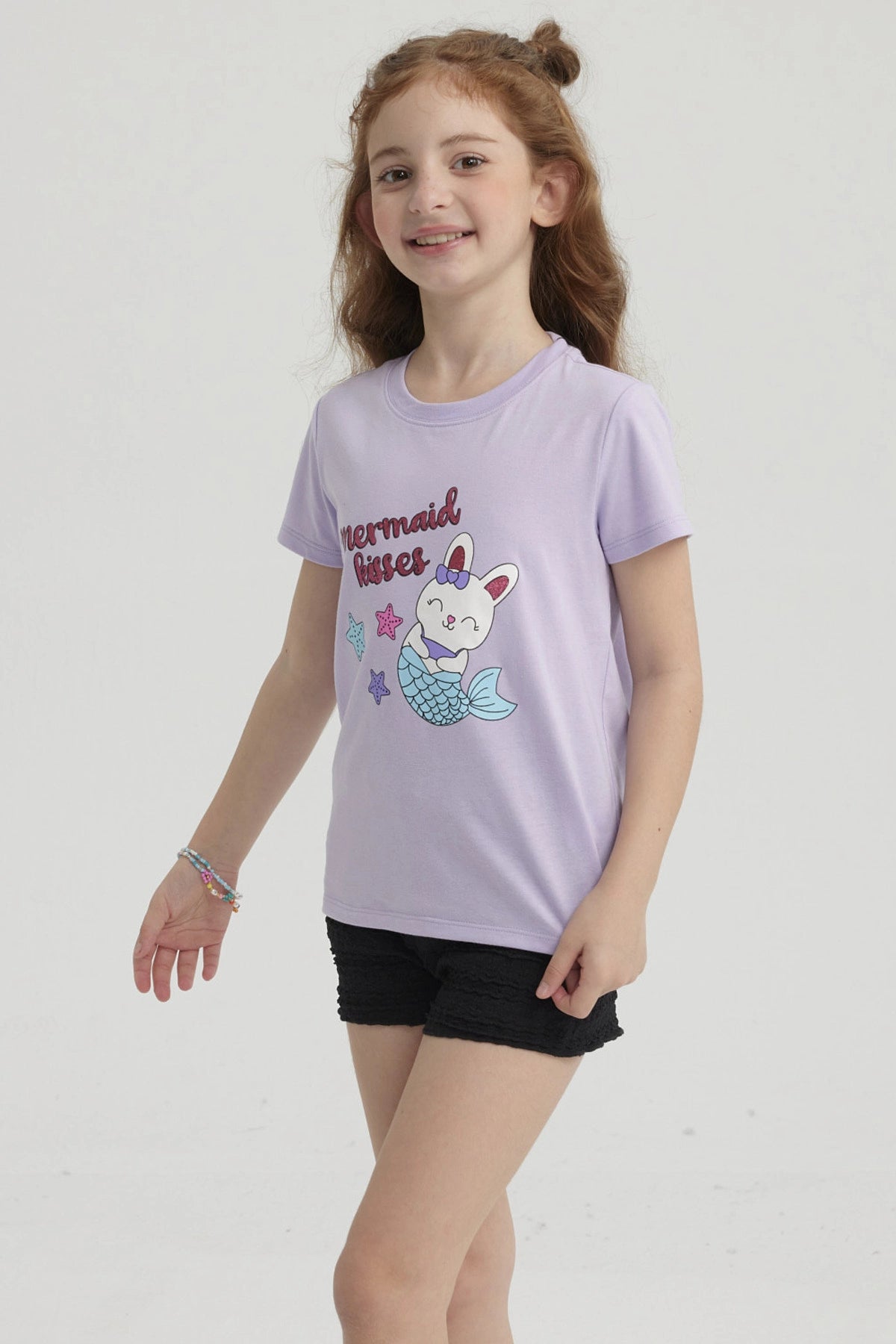 Polera Niña Básica Estampada Lila