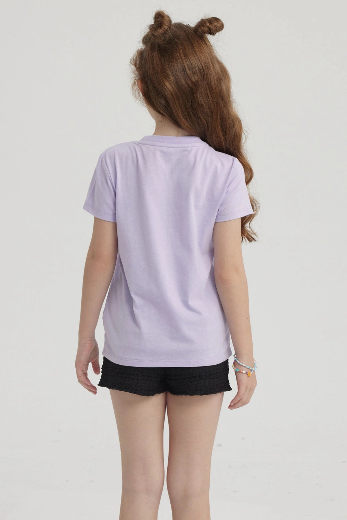 Polera Niña Básica Estampada Lila