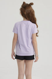 Polera Niña Básica Estampada Lila