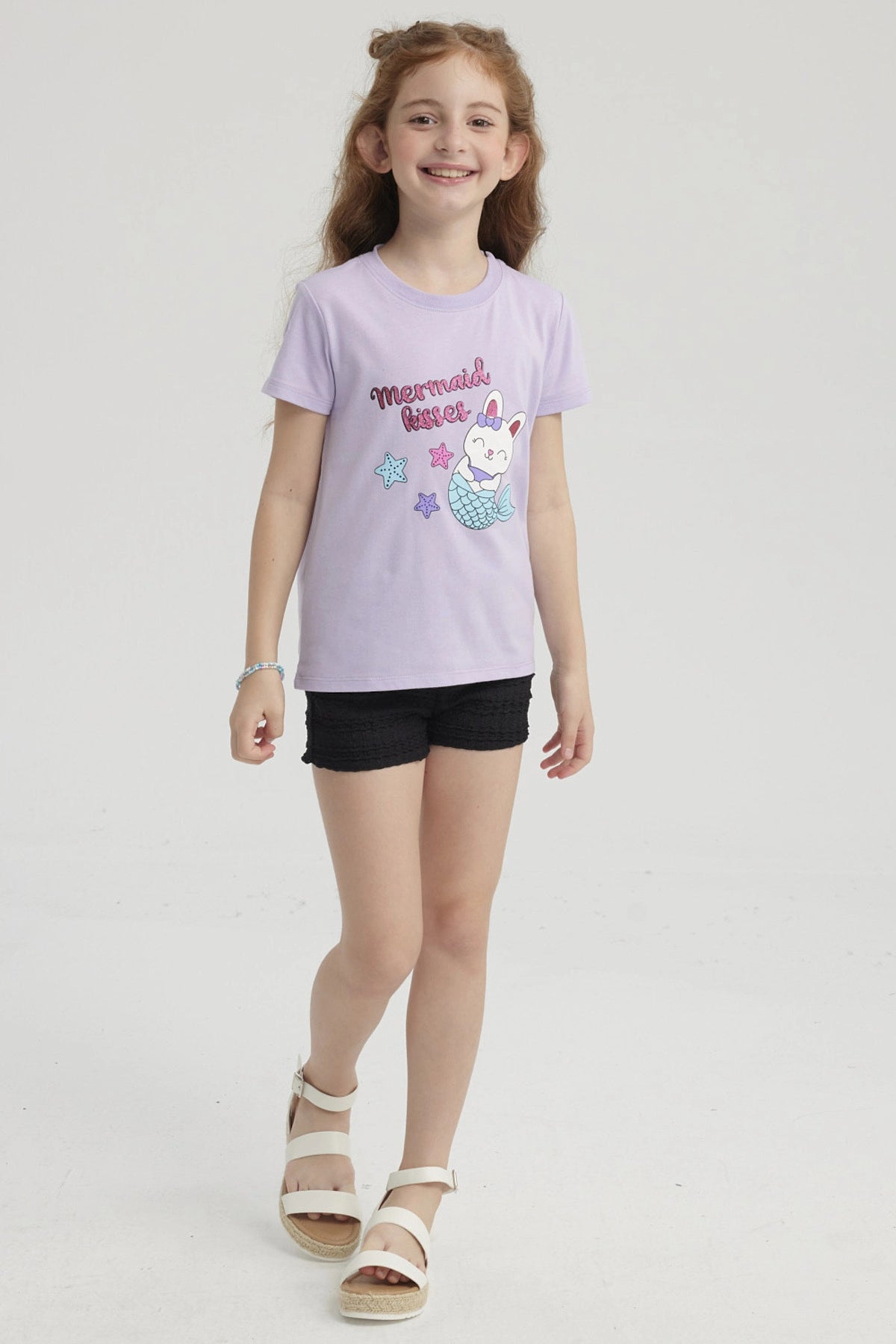 Polera Niña Básica Estampada Lila