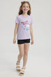 Polera Niña Básica Estampada Lila