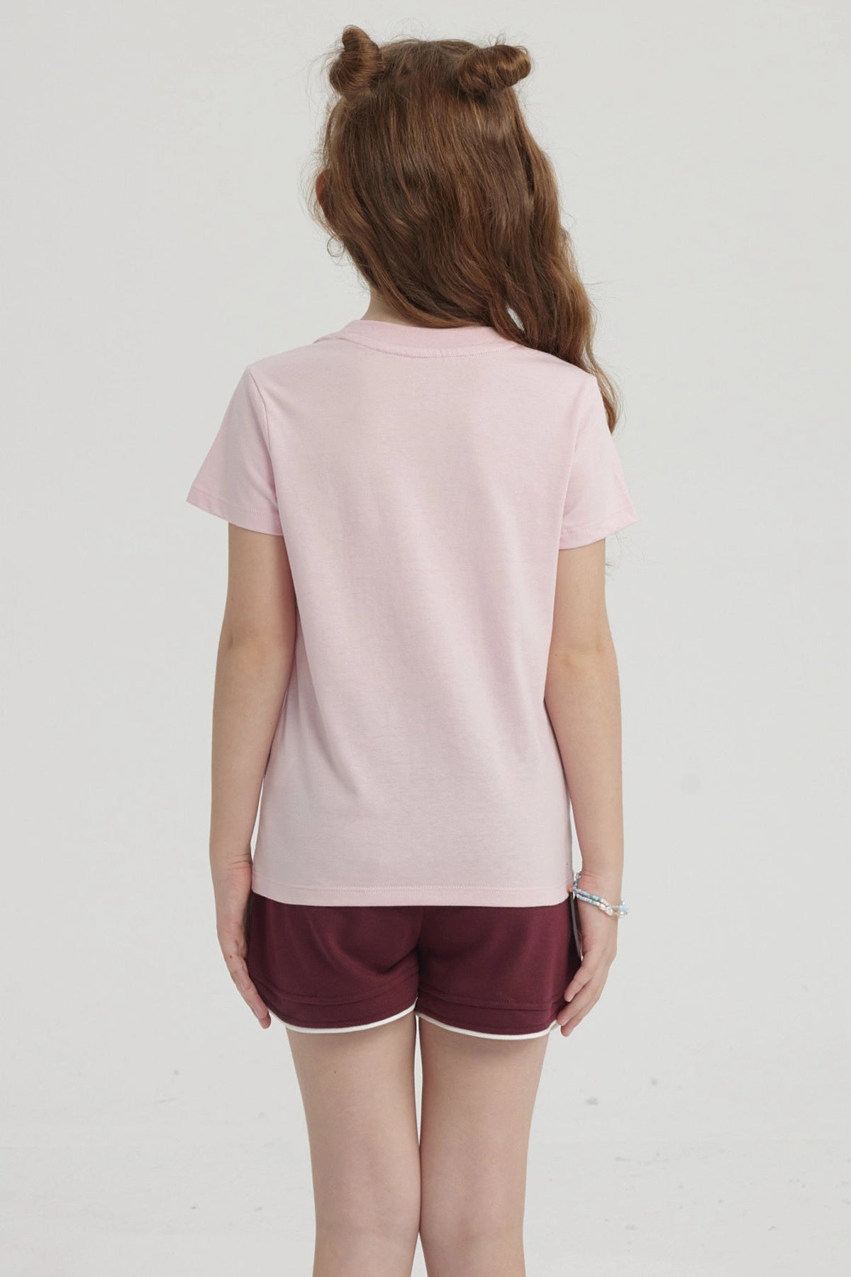 Polera Niña Básica Estampada Rosado Claro