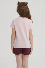 Polera Niña Básica Estampada Rosado Claro