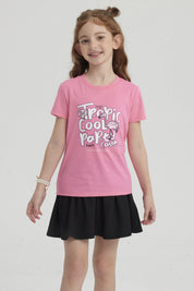 Polera Niña Básica Estampada Rosado