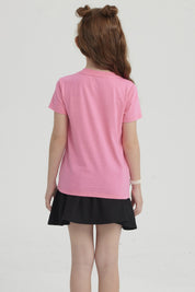 Polera Niña Básica Estampada Rosado