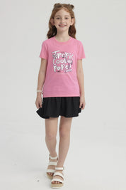 Polera Niña Básica Estampada Rosado