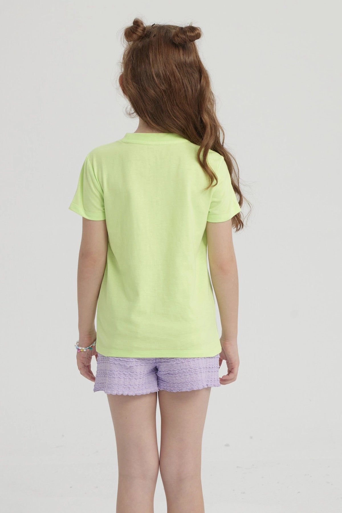 Polera Niña Básica Estampada Verde