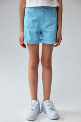 Short Niña Gabardina Básico Celeste