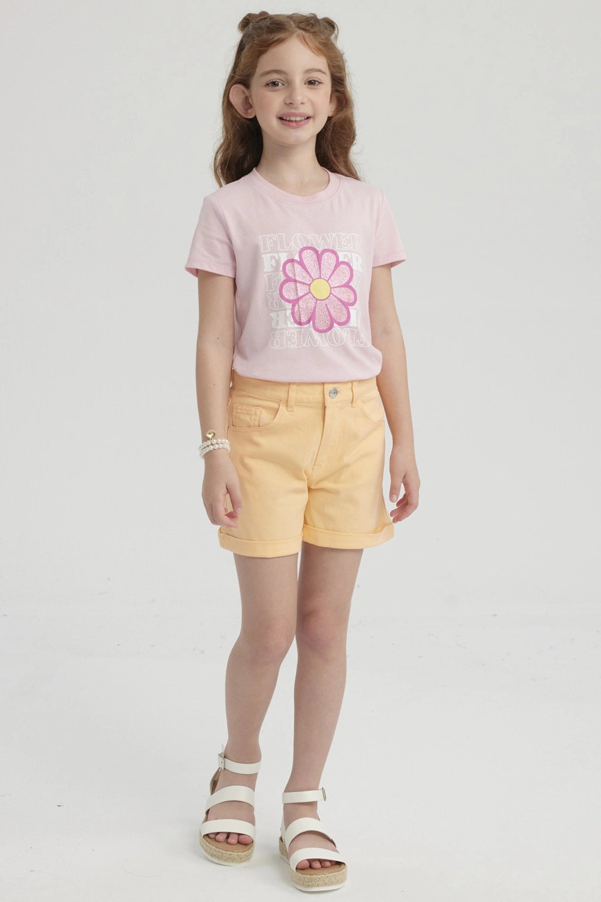 Short Niña Gabardina Básico Coral