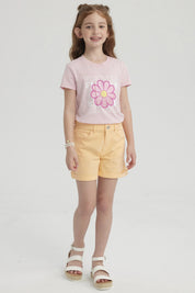 Short Niña Gabardina Básico Coral