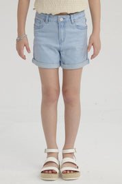 Short Niña Básico Denim Celeste