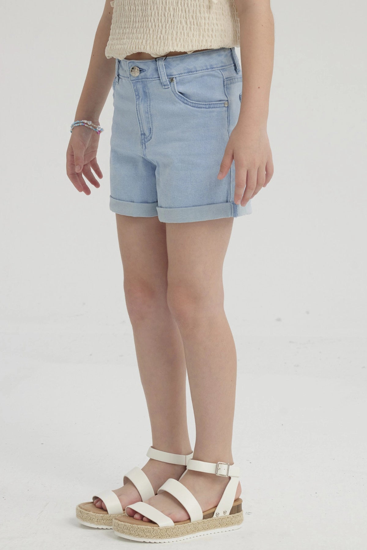 Short Niña Básico Denim Celeste