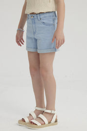 Short Niña Básico Denim Celeste