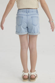 Short Niña Básico Denim Celeste