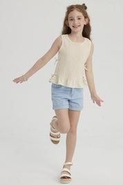 Short Niña Básico Denim Celeste