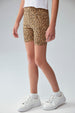 Calza niña biker café con estampado de leopardo y cintura elástica