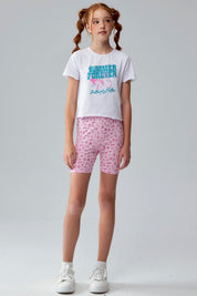 Calza Niña Biker Teens Rosado