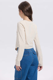 Polera Niña Crop Con Print Beige