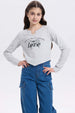 Polera Niña Crop Print Gris Melange