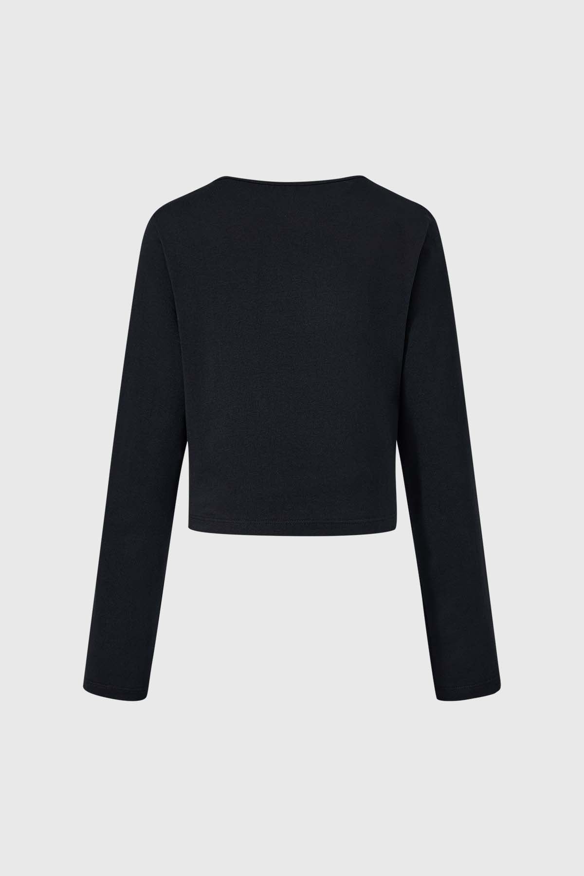 Polera Niña Crop Con Print Negro