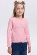 Polera niña rullet print strass rosado