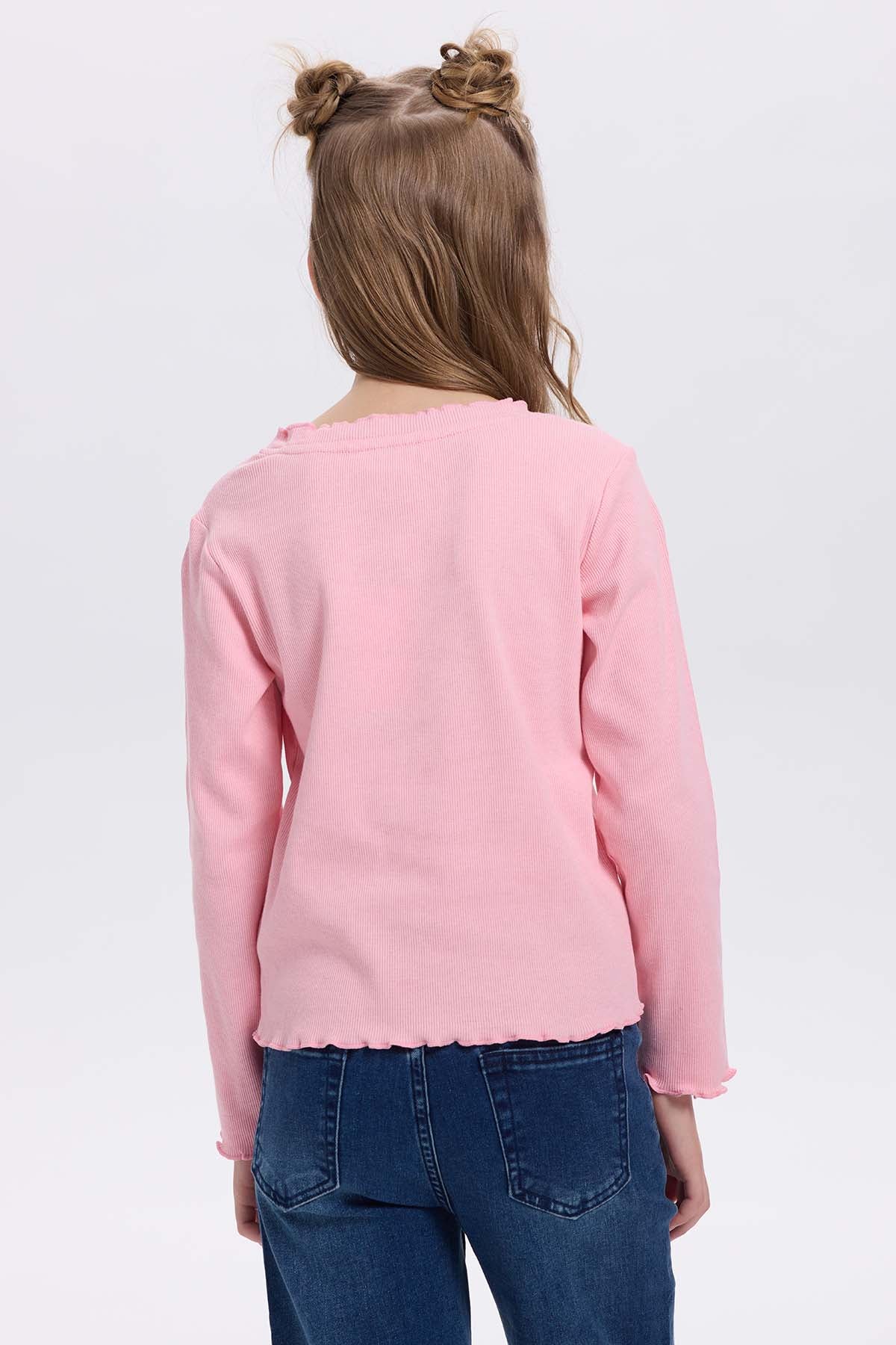 Polera niña rullet print strass rosado
