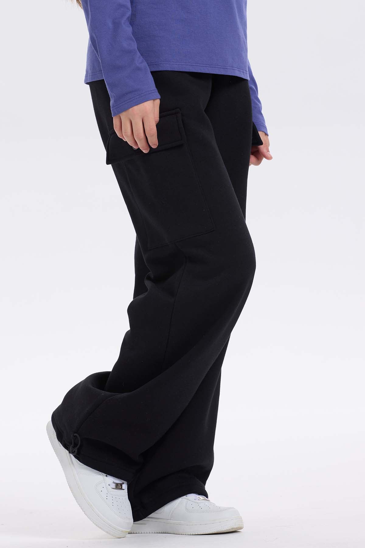 Pantalón Buzo Niña Cargo Negro