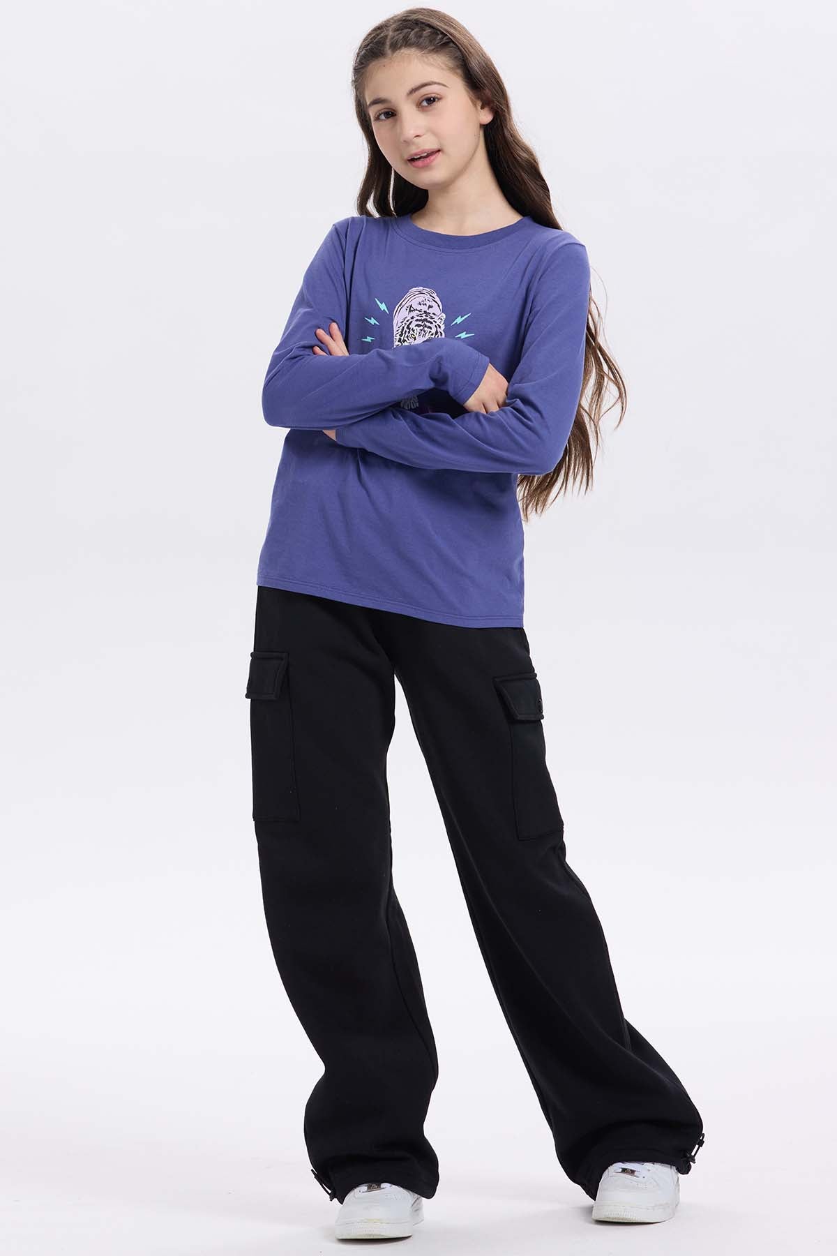 Pantalón Buzo Niña Cargo Negro
