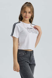 Polera Niña Print Posicional Blanco