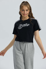Polera Niña Print Posicional Negro