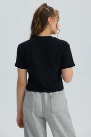 Polera Niña Print Posicional Negro