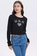 Polera niña Print Posicional Negro