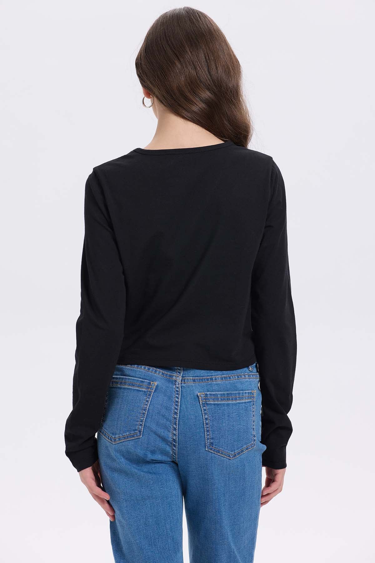 Polera niña Print Posicional Negro
