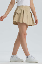 Falda Niña Cargo Tableada Beige