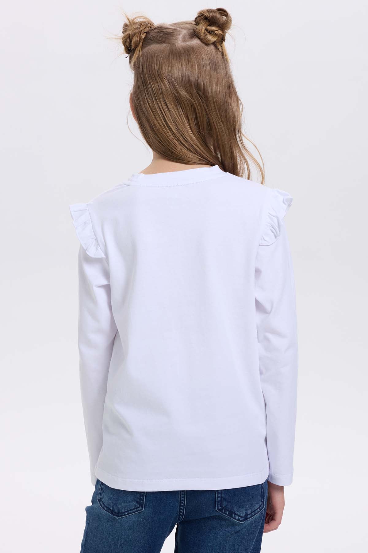 Polera blanca niña print posicional