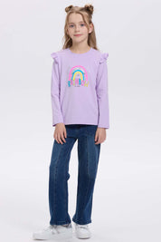 Polera niña print posicional lila