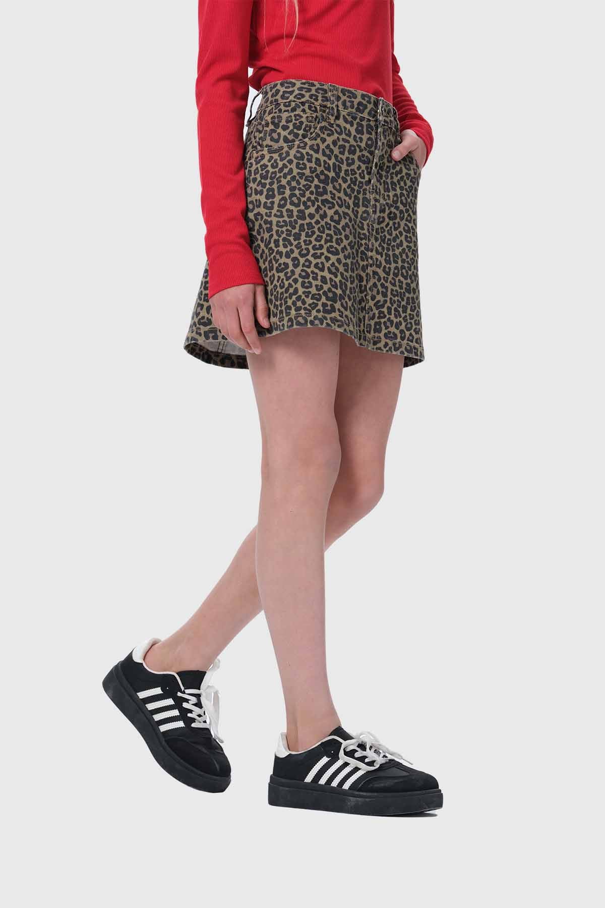 Falda Niña Animal Print Beige
