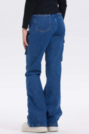 Jeans Niña Cargo Fit Flare Azul