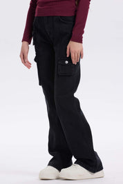 Jeans Niña Cargo Fit Flare Negro