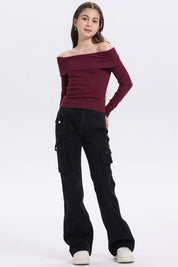 Jeans Niña Cargo Fit Flare Negro