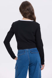 Polera Negra Niña Con Aplicación Dance & Graceful