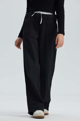 Pantalón Niña Parachute Con Pretina Falsa Negro
