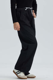 Pantalón Niña Parachute Con Pretina Falsa Negro