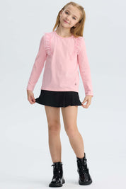 Falda Niña Tipo Short Tableada Negro