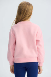 Polerón Niña Cerrado Con Print Rosado