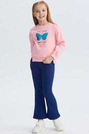 Polerón Niña Cerrado Con Print Rosado